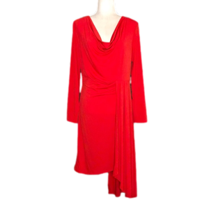 Venus red cowl-neck dress